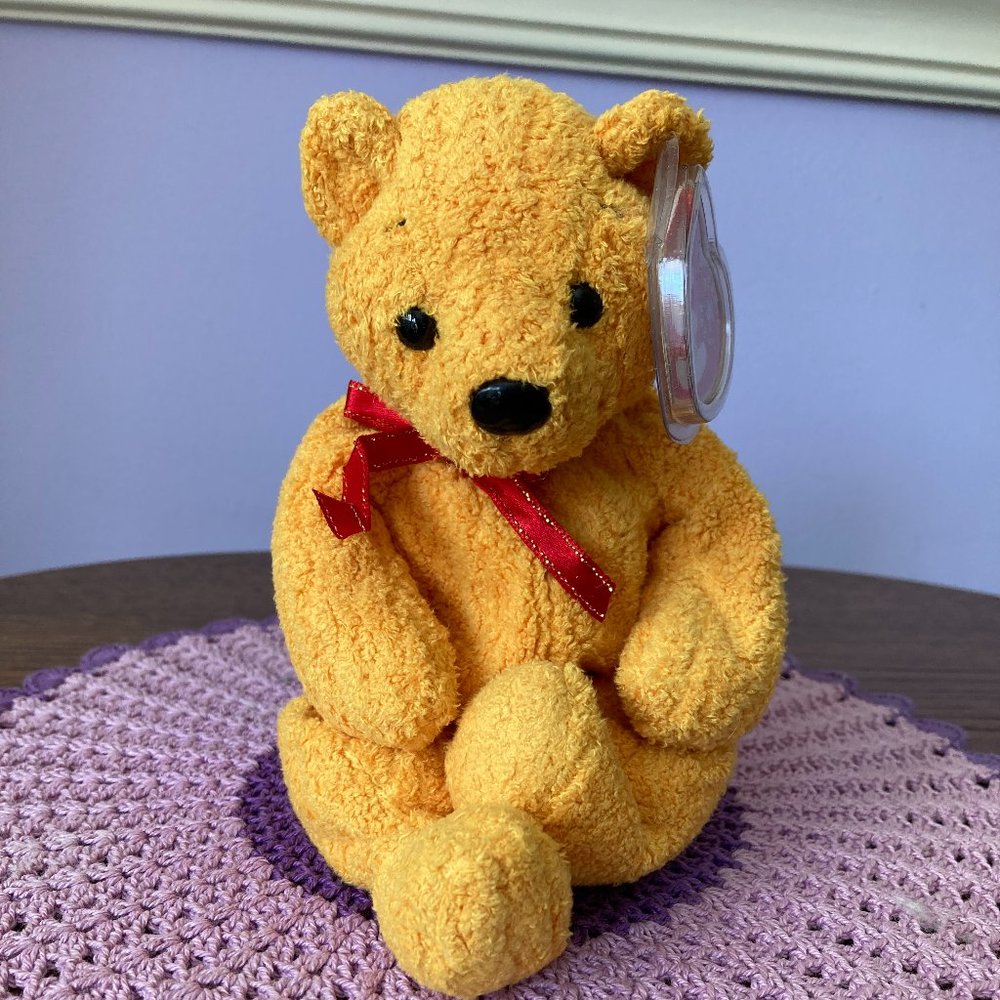 TY Beanie Babies, 2001 Poopsie Teddy Bear, With Tag, Retired, controversial